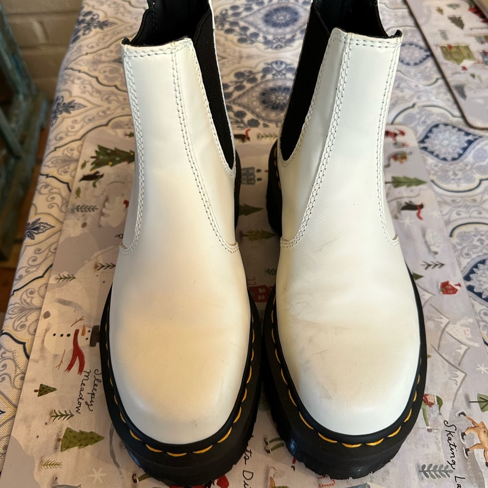 Dr. Martens White Ankle Boots